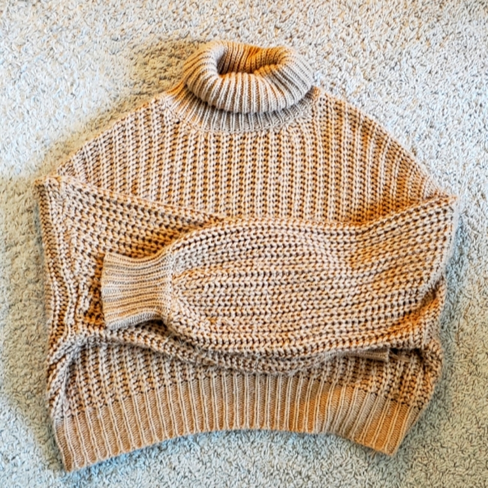 Turtleneck drop-shoulder knit sweater